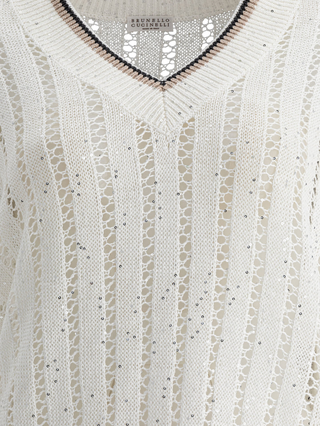 Brunello Cucinelli Daxxling Ribbed Net Knitwear - White | 2f43ed058cdd1f25a155ac872be5f0c53dcabaf6