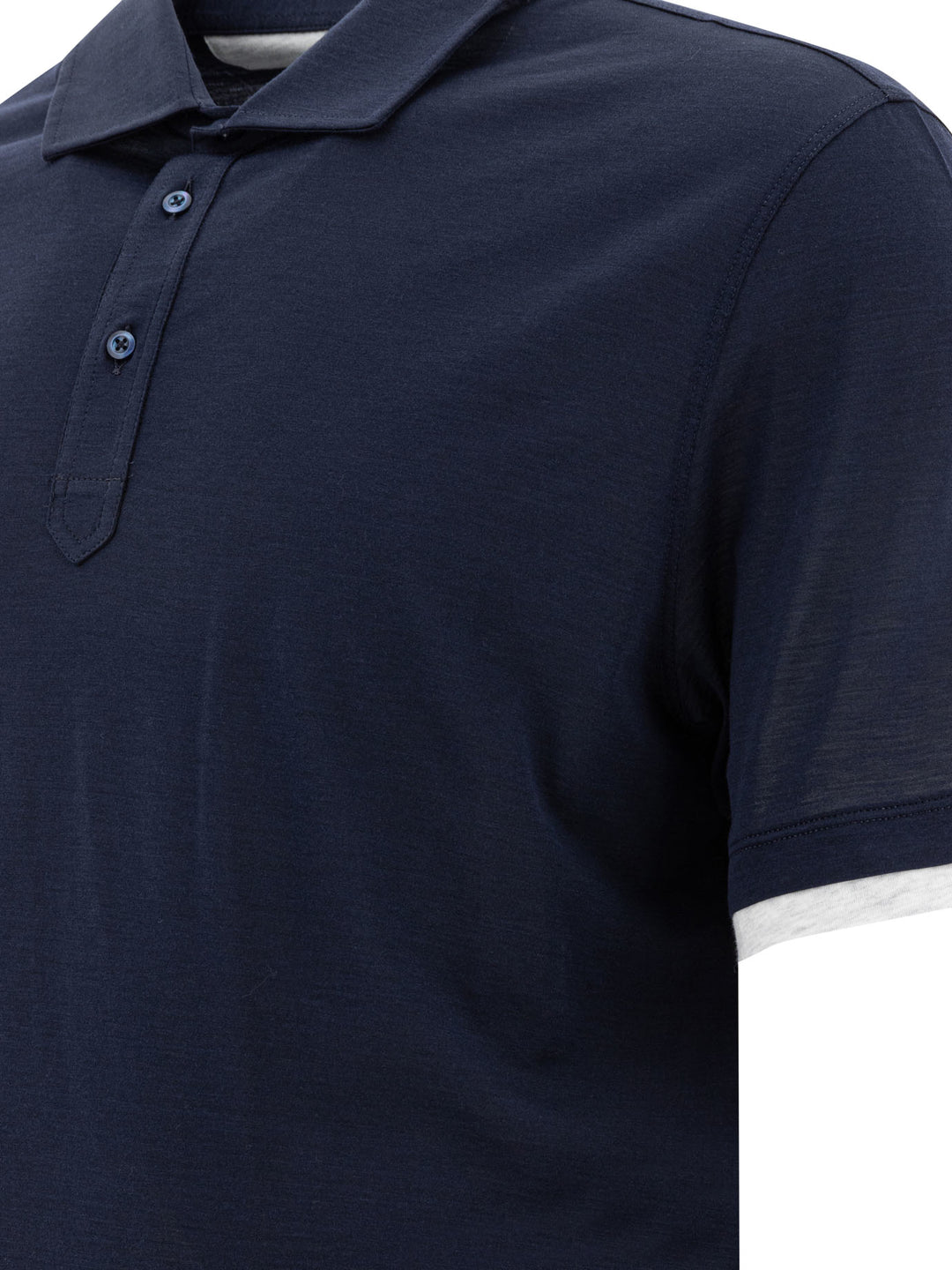 Brunello Cucinelli Silk And Cotton Jersey Polo Shirt Polo shirts - Blue | 7a978d82050ba54ad36fa13988bf73902ff41126