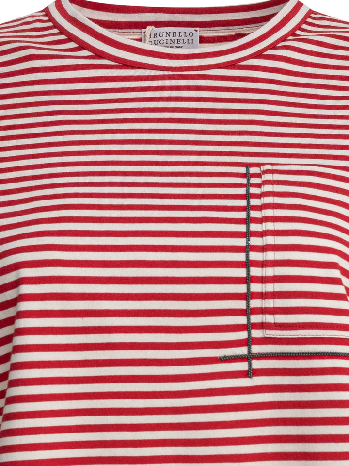 Brunello Cucinelli T-Shirt With Shiny Pocket Detail T-shirts - Red | 20365ba4b35554c2be8cdd12234648f23c3f07d8