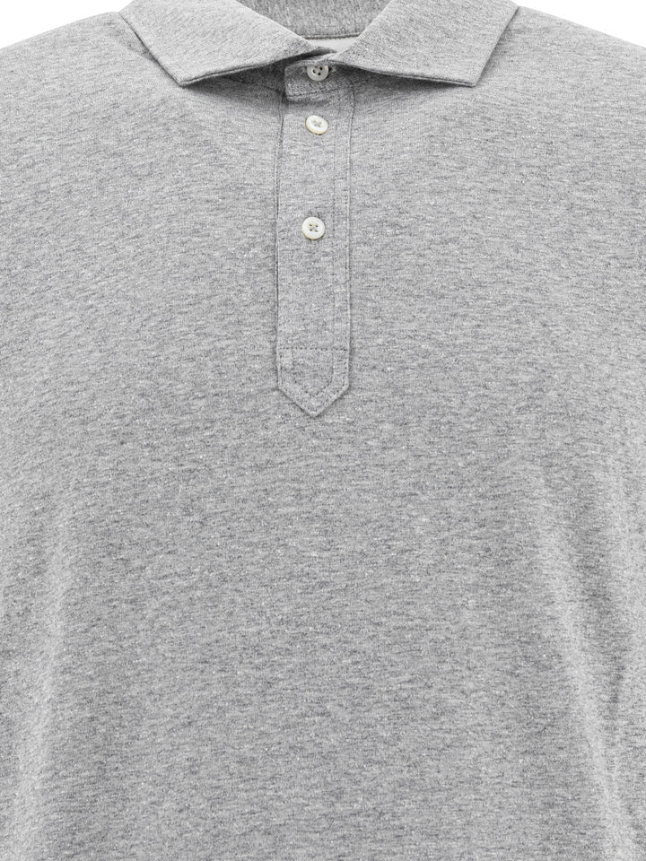 Brunello Cucinelli Linen And Cotton Polo Shirt Polo shirts - Grey | acc836554b8d6efd21de34c3d6d4a5c25611328f