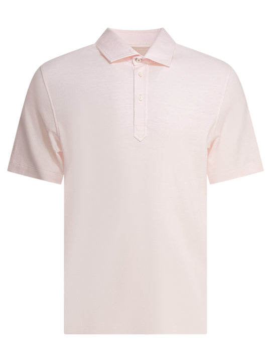 Cotton And Linen Pique Polo Shirt Polo Shirts Pink