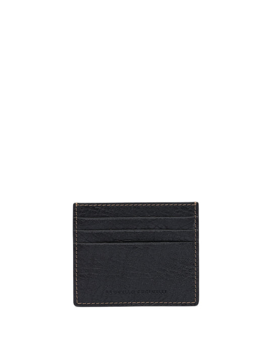 Calfskin Leather Card Holder Wallets & Card Holders Black