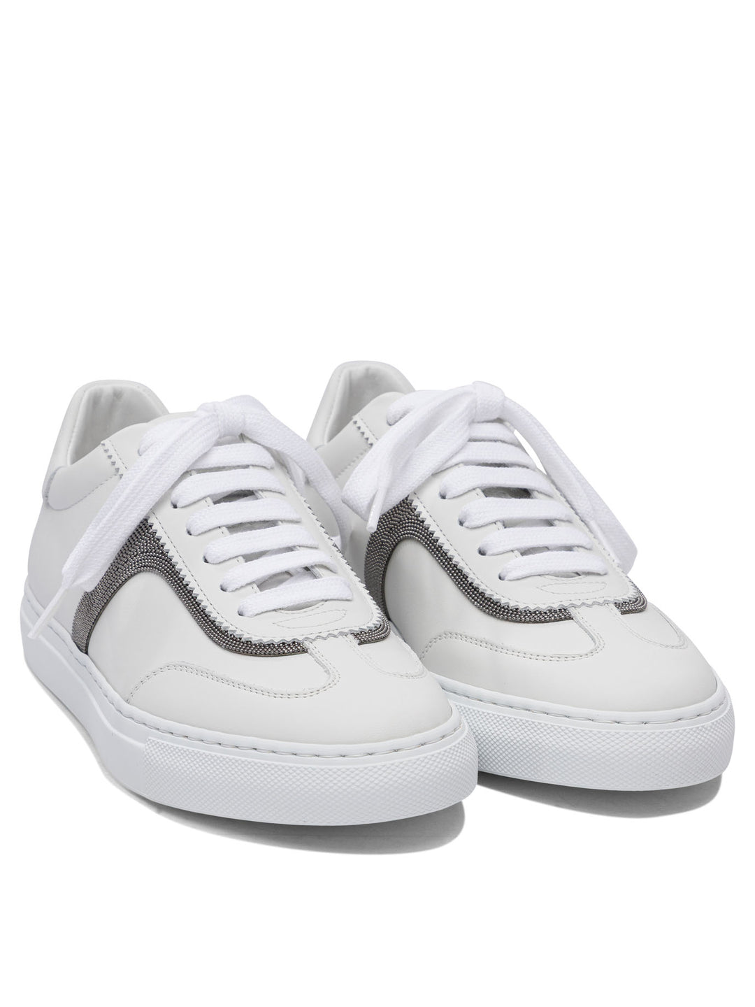Brunello Cucinelli Leather Sneaker With Precious Detail Sneakers & Slip-On - White | c73fd081c411df919c83f5d10d6e421e570b9658