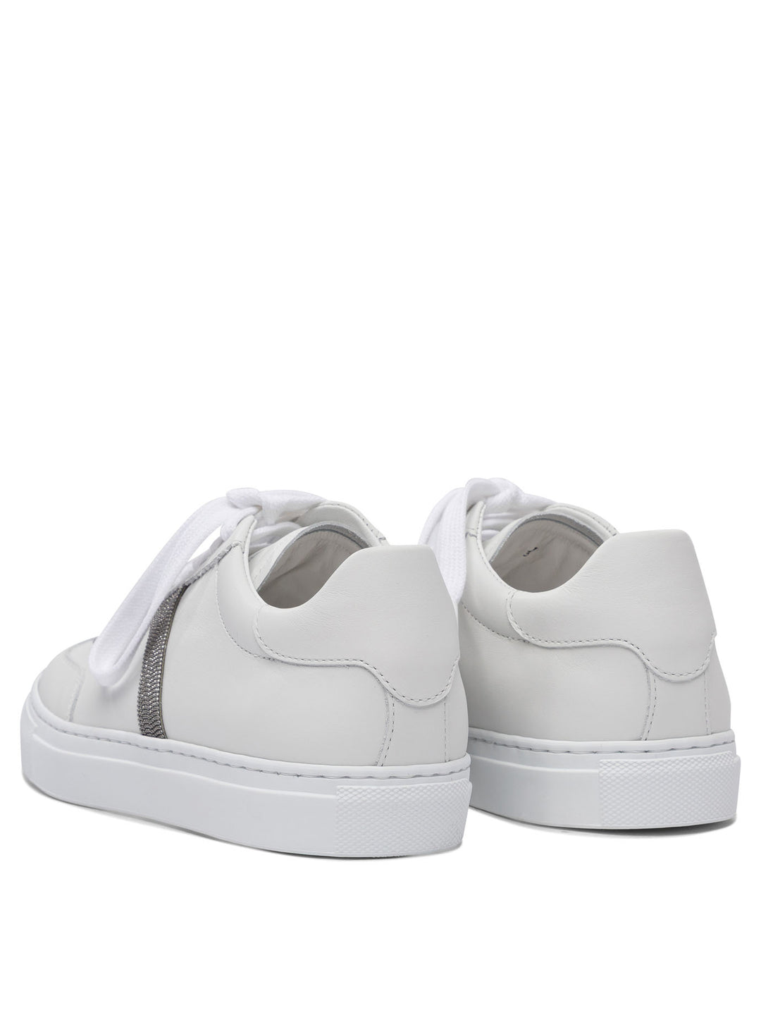 Brunello Cucinelli Leather Sneaker With Precious Detail Sneakers & Slip-On - White | 2cb83d924e99371ba7a7a5fb4820e1d3858acb66