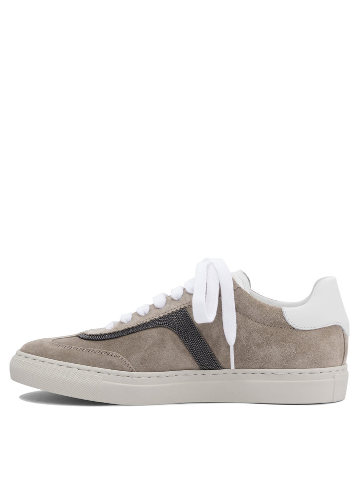 Brunello Cucinelli Suede Sneakers With Monil Detailing Sneakers & Slip-On - Grey | 6b2821212e37cea104d153b55cd4d0494248b148