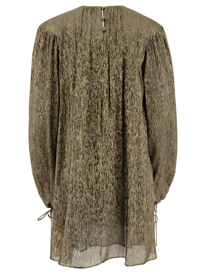 Chloé Silk Flared Dress Dresses - Gold | 23478cc8ec2e0d0bb11775af35e88359db891fdd