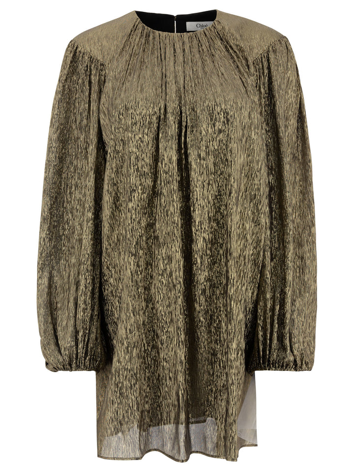 Chloé Silk Flared Dress Dresses - Gold | bf99679c8570d3d5cdf07c3c971898eab15922d0