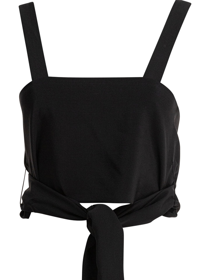Chloé Cropped Tank Top With Ribbons Tops - Black | a8c7708e9eb7ae044a59191a99a51fb6f0c887b1