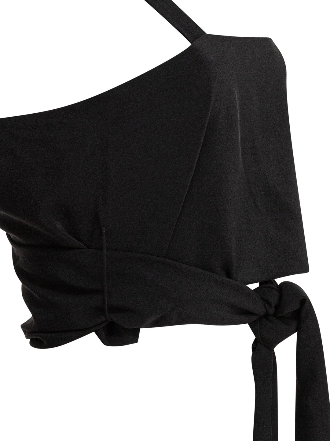 Chloé Cropped Tank Top With Ribbons Tops - Black | ce67899a209051267d3b2a07ca93cfbb86fd067e