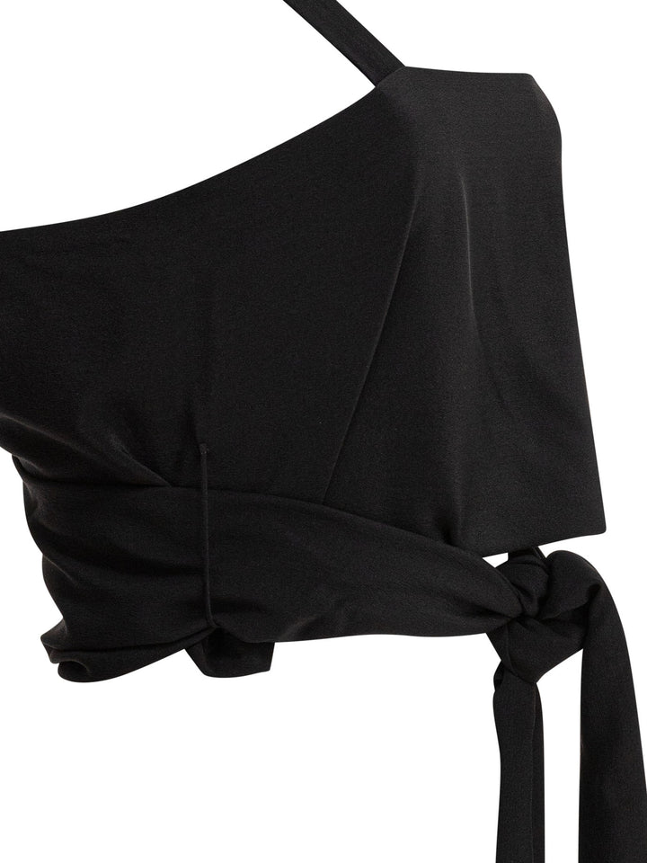 Chloé Cropped Tank Top With Ribbons Tops - Black | ce67899a209051267d3b2a07ca93cfbb86fd067e