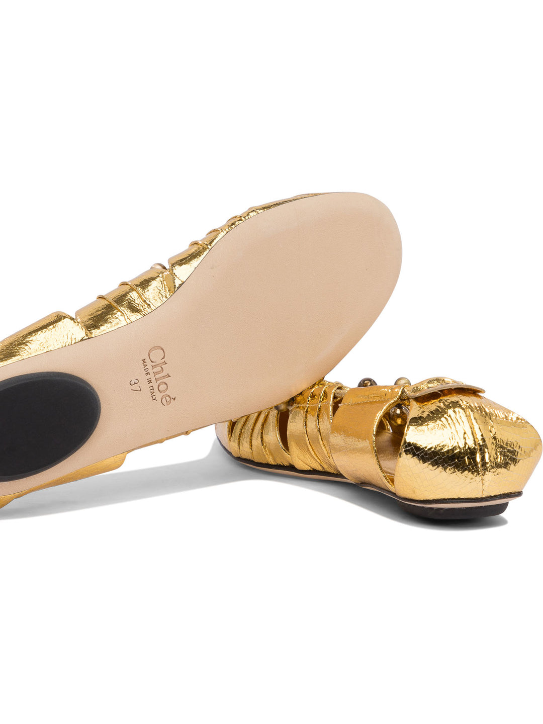 Chloé Ballet Flats Cut-Out Details Ballerinas - Gold | 24148dc7e1192c64b5410866c88e099976711a9d