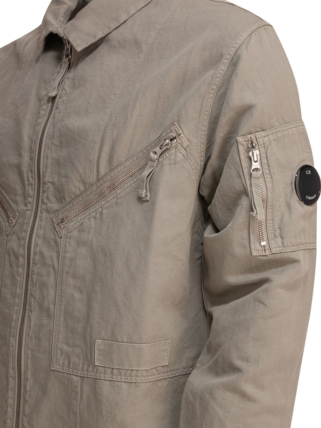 C.P. Company Cotton And Linen Overshirt Jackets and Coats - Grey | 7a0016d5799edbb2cd7ec2b37a560fb96660f2ab