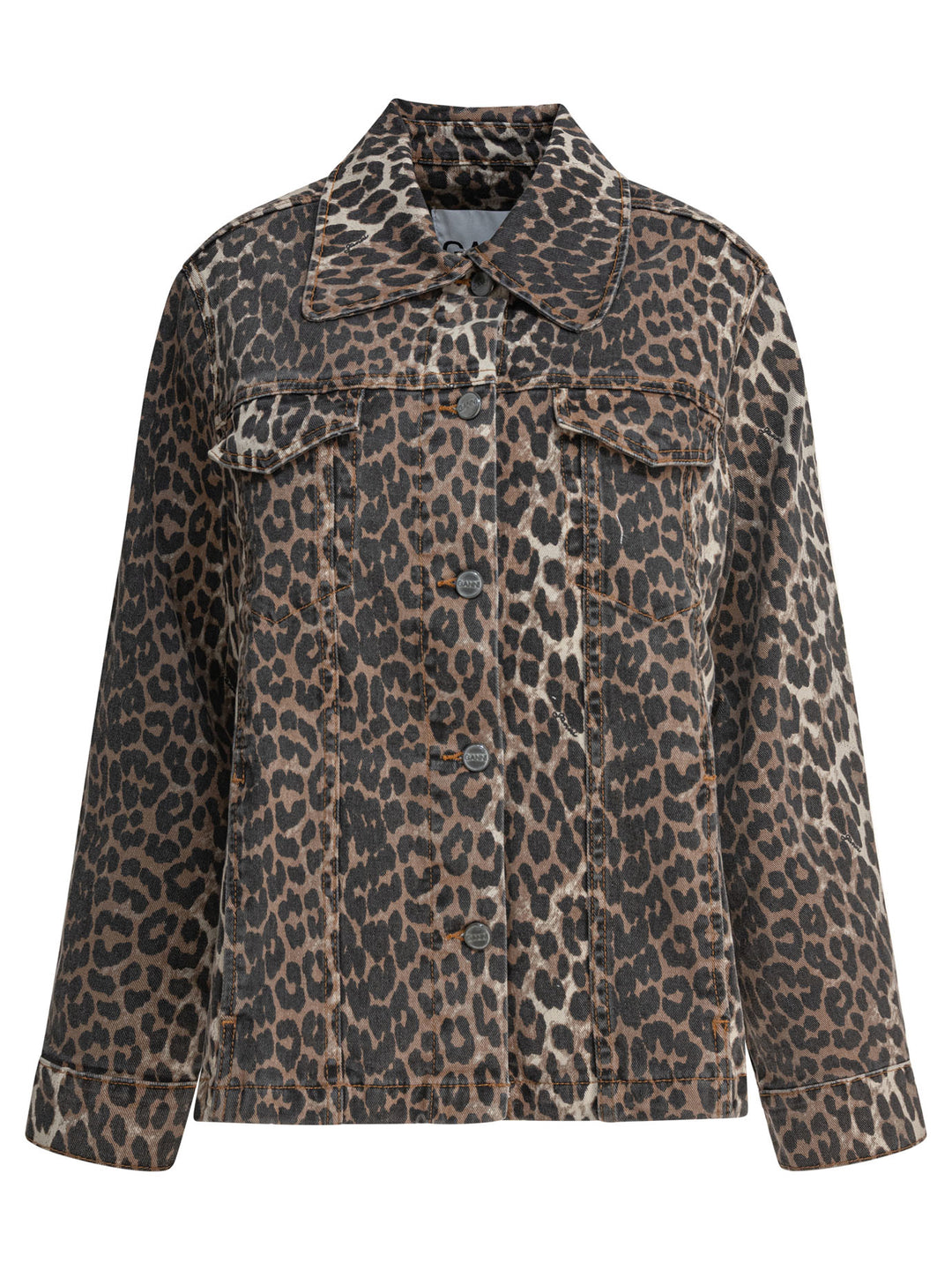 Ganni Leopard Denim Jacket Jackets and Coats - Brown | 566638d99f2c2f65e429c265ba71927d2d30e4d2