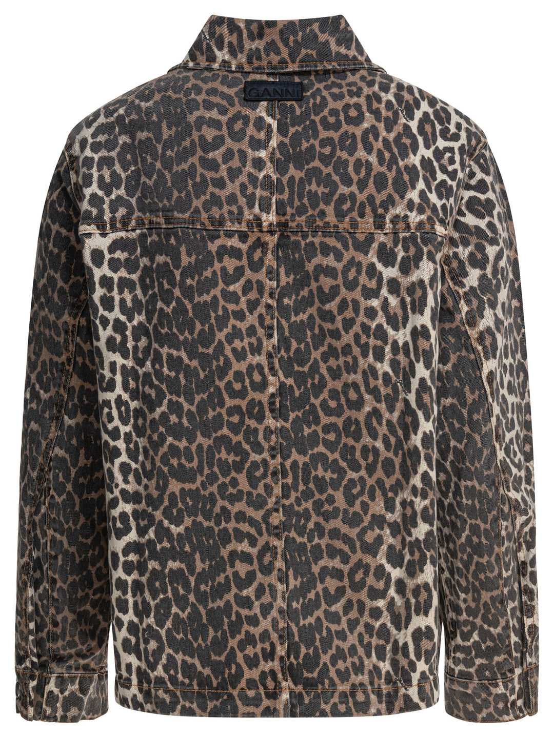 Ganni Leopard Denim Jacket Jackets and Coats - Brown | d79973abaa3e509aeb0e437496a7a670887d65b7