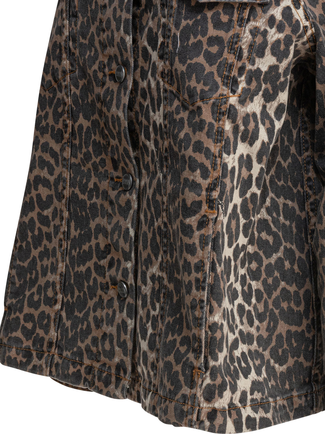 Ganni Leopard Denim Jacket Jackets and Coats - Brown | 3c6f39ae21405c2e006d961bbcf1692e8ed8d5c0