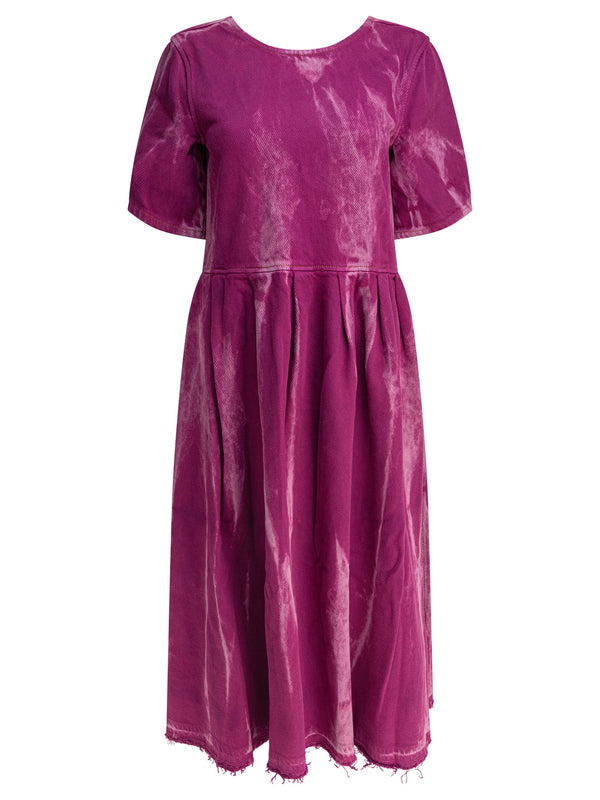 Denim Midi Dress With Open Back Dresses Purple