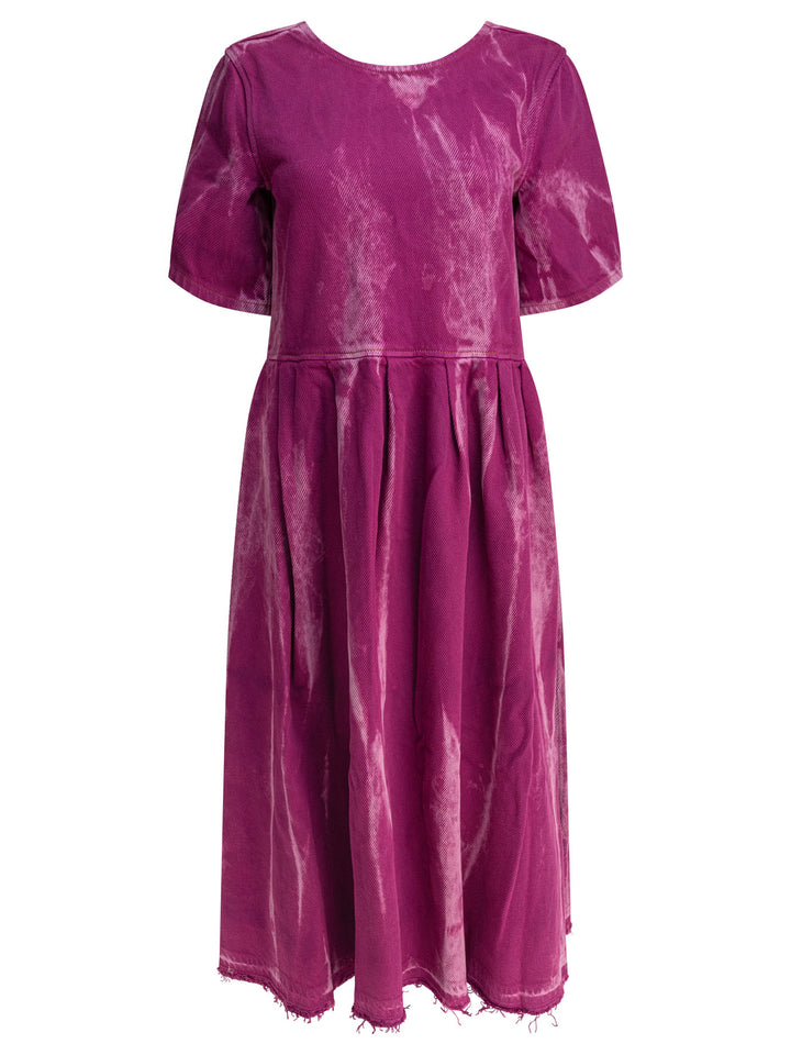 Ganni Denim Midi Dress With Open Back Dresses - Purple | 30a0136ca8fd30bbeda0344947dbec4e1786b525