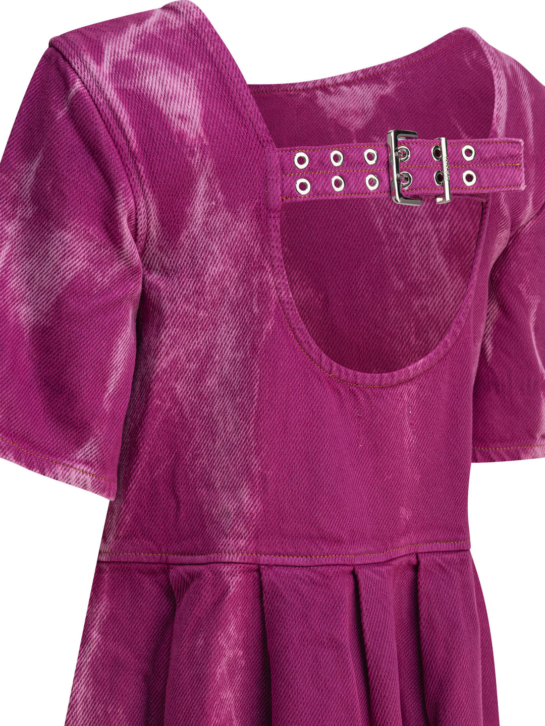 Ganni Denim Midi Dress With Open Back Dresses - Purple | cb1d928f1bdc723597430dc67329c1caee41c8a5