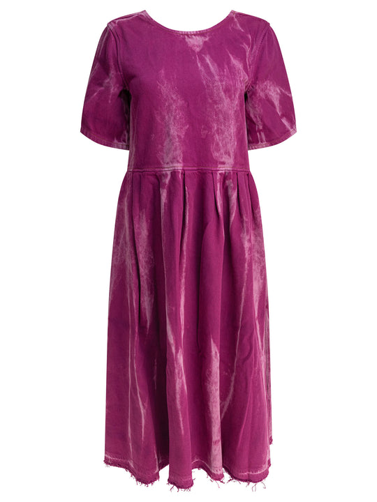 Denim Midi Dress With Open Back Dresses Purple