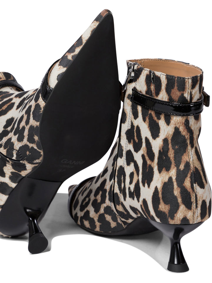 Ganni Leopard Ankle Boots - Brown | 1d86cb915c5498ebb20eb1d96fa1abca096b0f66