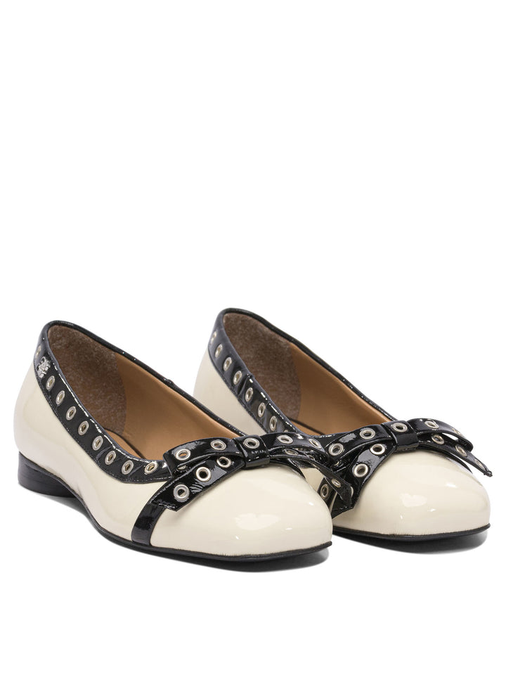 Ganni Eyelet Bow Ballet Flats Ballerinas - White | 34ff60c825c60e9863f2a617f184254f054ac0a2