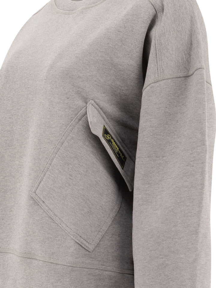Ganni Sweatshirt With Asymmetrical Pockets Sweatshirts - Grey | c84d2bac285ecbe4074ae6356a34a759084a79d4