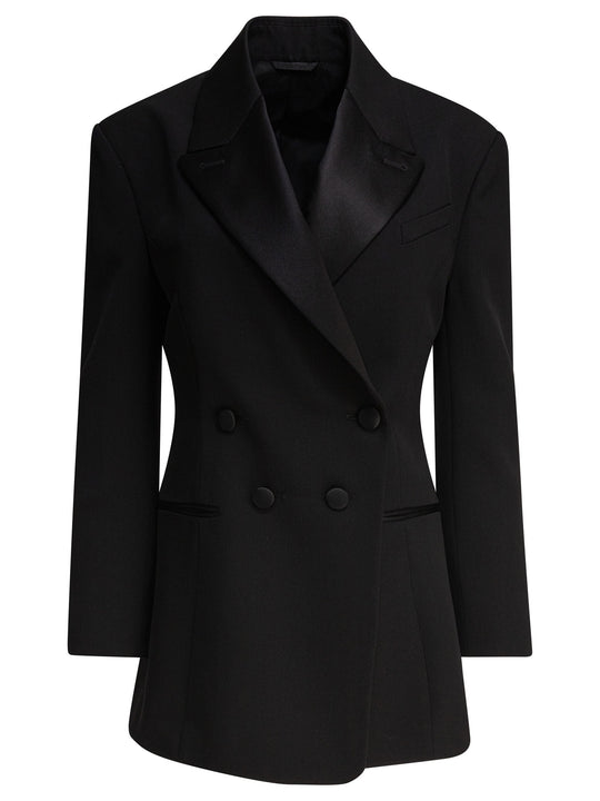 Blazer With Pleated Back Jackets And Coats Black