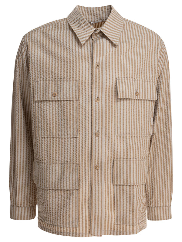 Striped Overshirt Jacket Jackets And Coats Beige