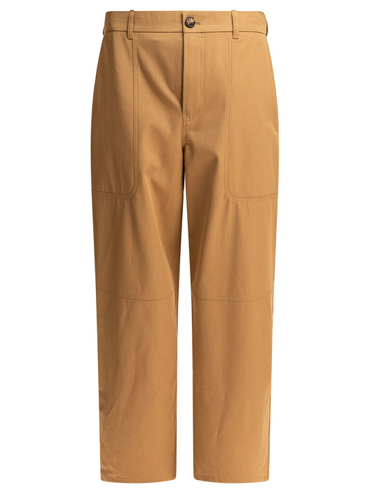 Cotton And Silk Cargo Trousers Beige