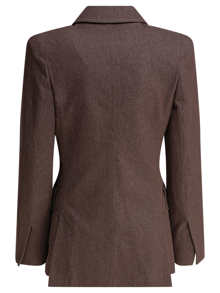Max Mara Denim-Effect Cotton Blazer Jackets and Coats - Brown | bad7b5ad0c9d43b1dbd048fd922b301109bf220b
