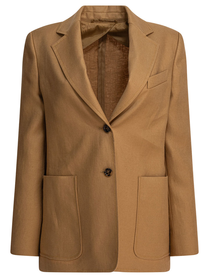 Max Mara Single-Breasted Linen Blazer Jackets and Coats - Beige | 682d8cd5af52817ffd26a9406c9b50389c0879a3