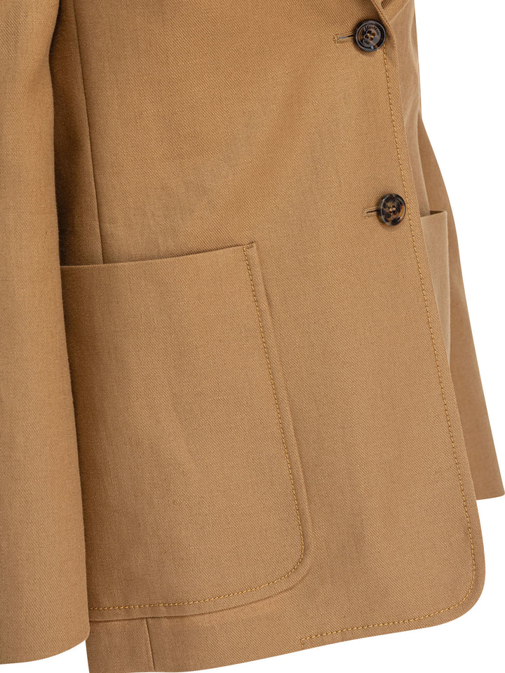 Max Mara Single-Breasted Linen Blazer Jackets and Coats - Beige | efb610eea4991348b52f7a537e7c72df71964be5