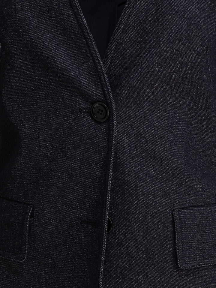 Max Mara Denim-Effect Blazer Jackets and Coats - Blue | 91f93f5c7dae24e12746061de2ad3c517c09fd75