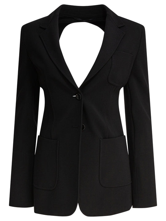 Slim Jersey Blazer Jackets And Coats Black