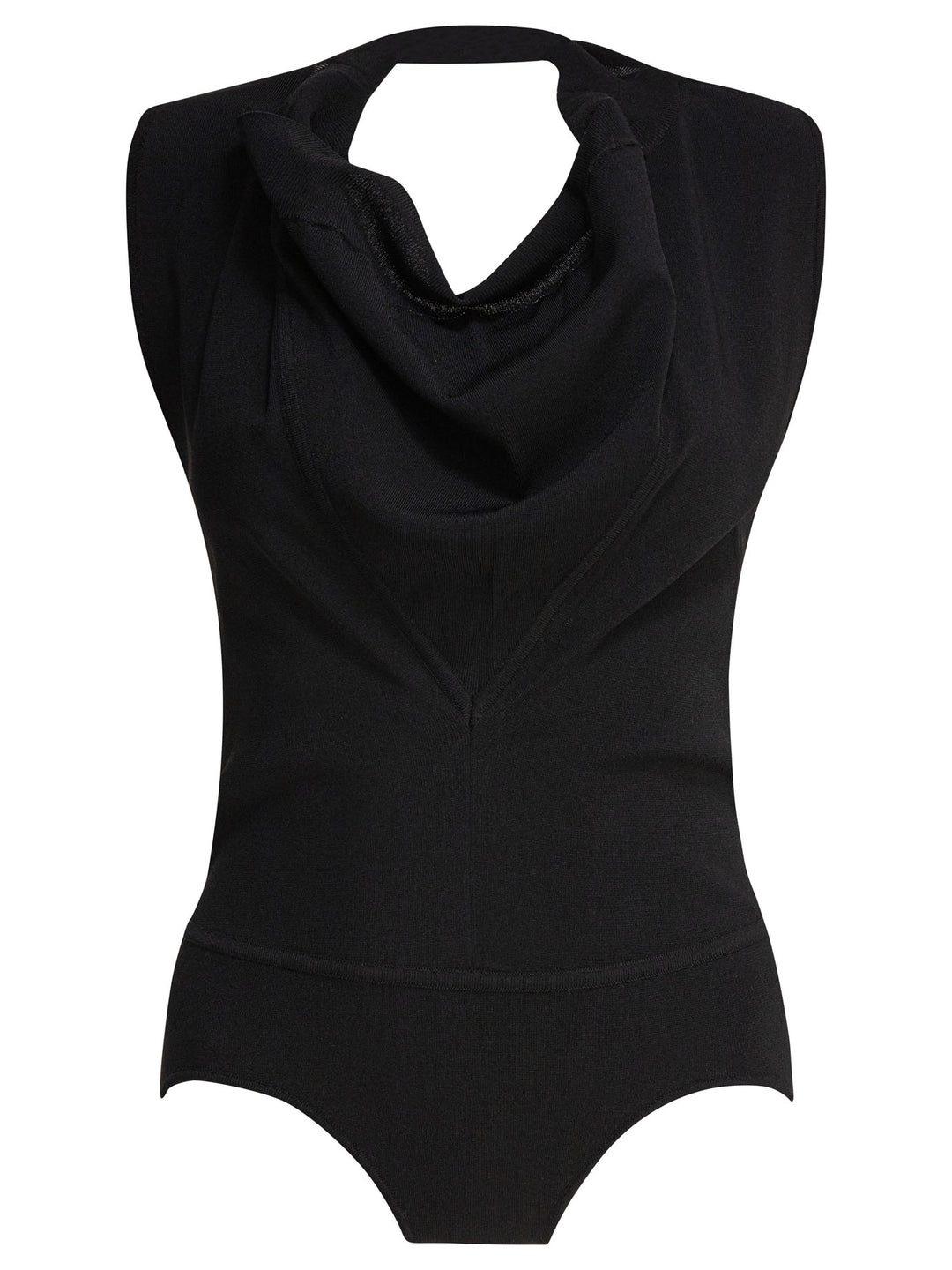Max Mara Sportmax Sleeveless Draped Bodysuit Tops - Black | 7198640f364dfffaeef14dd6ad7130208a754df5