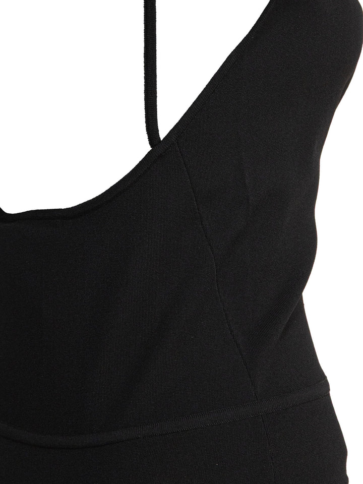 Max Mara Sportmax Sleeveless Draped Bodysuit Tops - Black | f225a40bb4b4a6b065ede972ace672a792ab7823