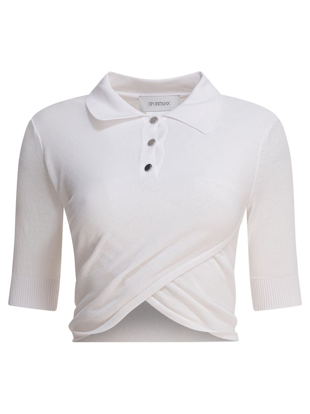 Max Mara Sportmax Cropped Short-Sleeved Polo Shirt Polo shirts - White | ac8c42bd500ff5d690a4ae4b903bc3b2308cae1d