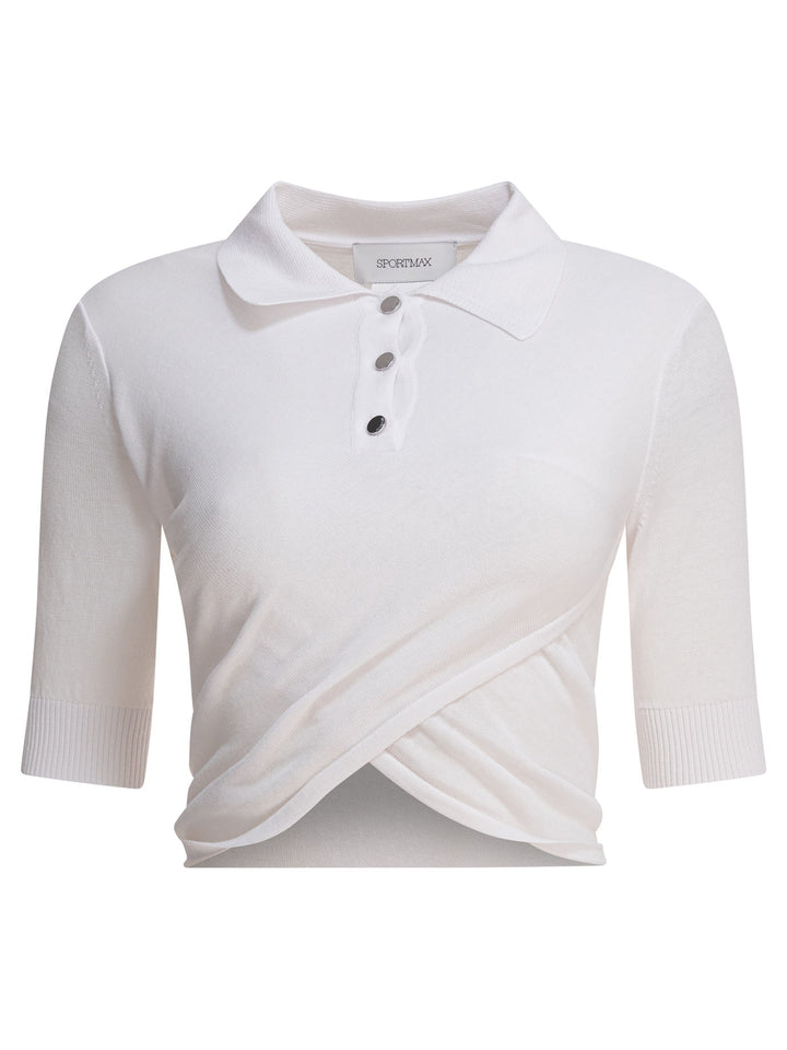 Max Mara Sportmax Cropped Short-Sleeved Polo Shirt Polo shirts - White | ac8c42bd500ff5d690a4ae4b903bc3b2308cae1d