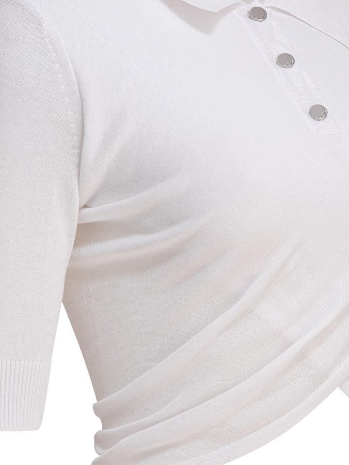 Max Mara Sportmax Cropped Short-Sleeved Polo Shirt Polo shirts - White | 1cca6839a9ff3fc6af73bfda27cb95df1ab3ce4f