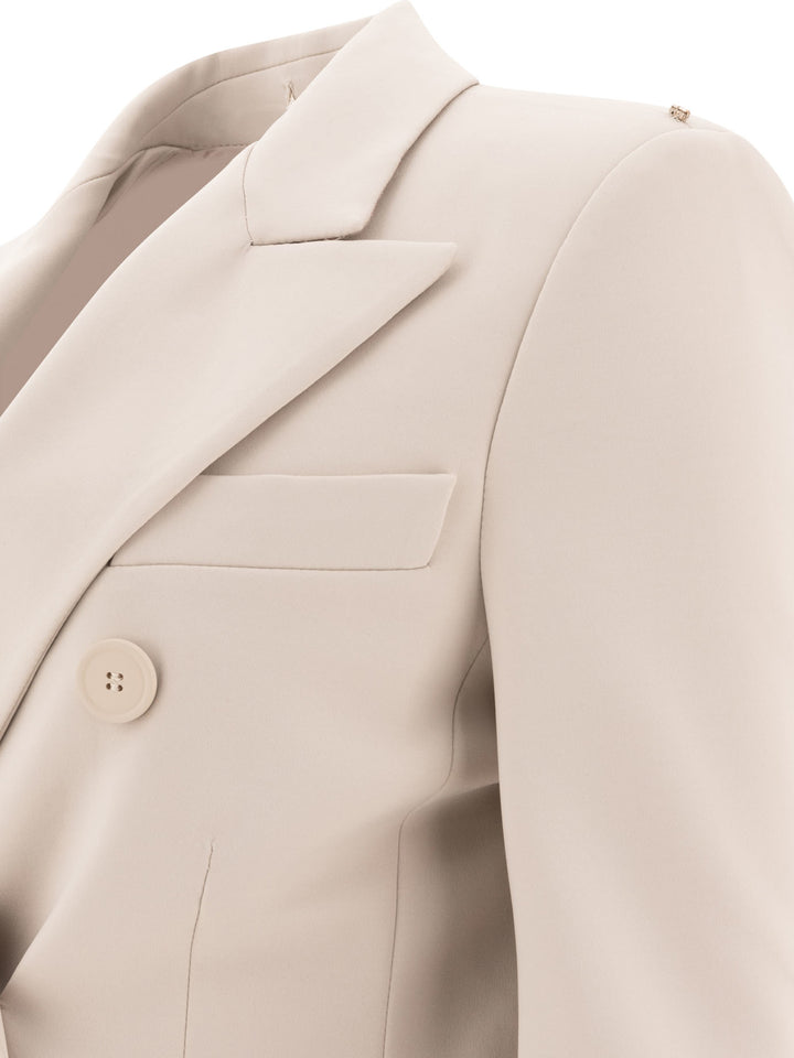 Max Mara Sportmax Double-Breasted Blazer With Spear Lapels Jackets and Coats - Beige | 83707f25341f88abd3c4cb9f8770e42b330e3d66