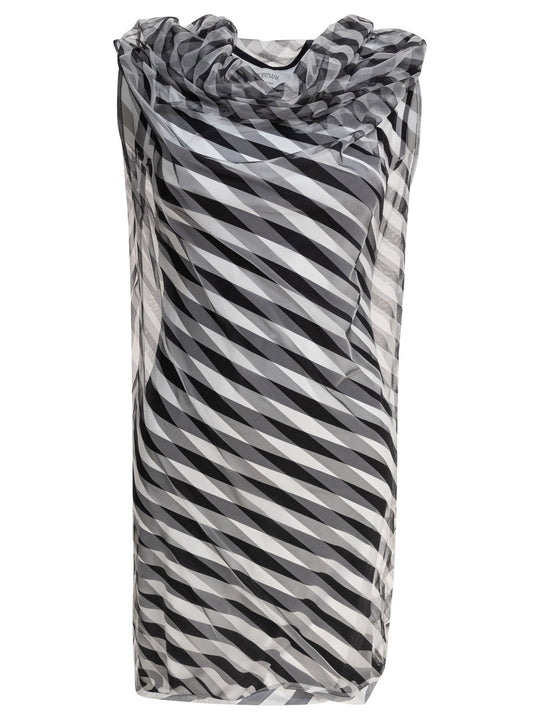 Draped Striped Dress Dresses Black