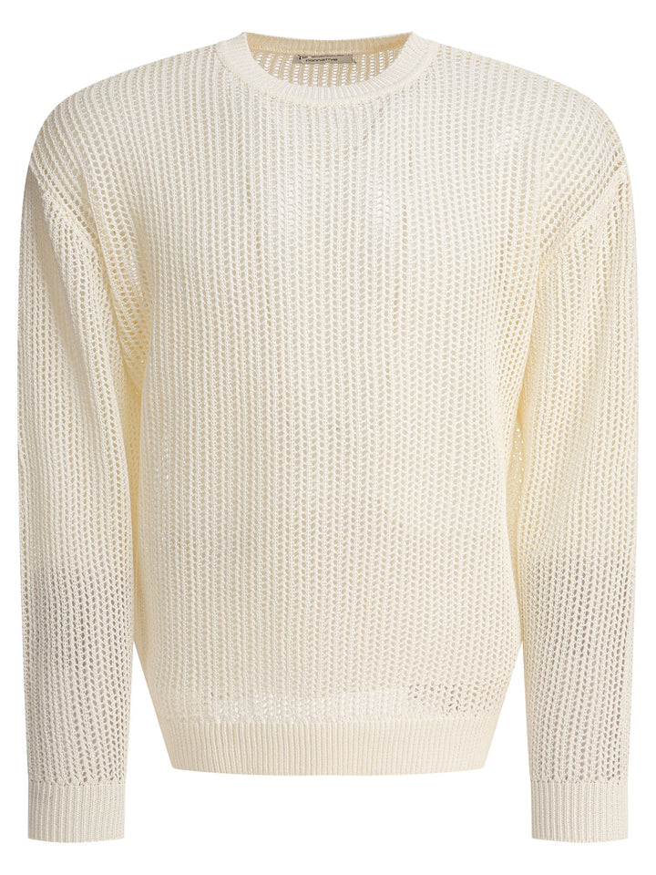 Nonnative Cotton Blend Crewneck Sweater Knitwear - White | 72aa01be054ea3a65fcd545418b661d60d9c9c20