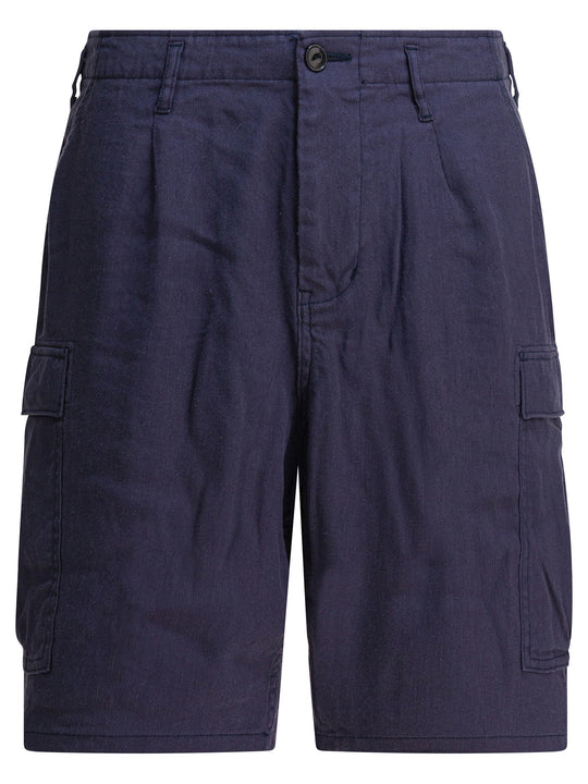 Linen Cargo Shorts Blue
