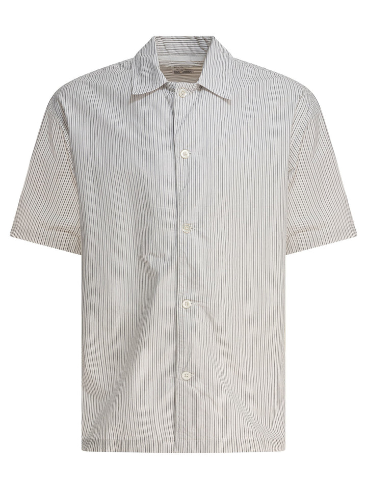 Norse Projects Mads Poplin Stripe Ss Shirts - Beige | b7ddd0a917a2491cbdd46723c290a0a683995be5