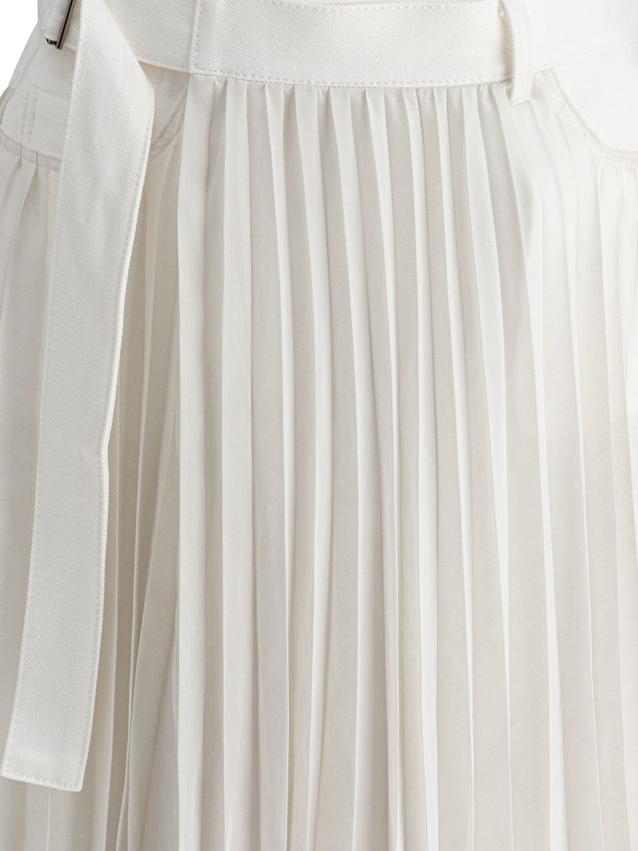 Sacai Pleated Skirt Skirts - White | e267362d09216a42f178e8a65181b119cac1c156