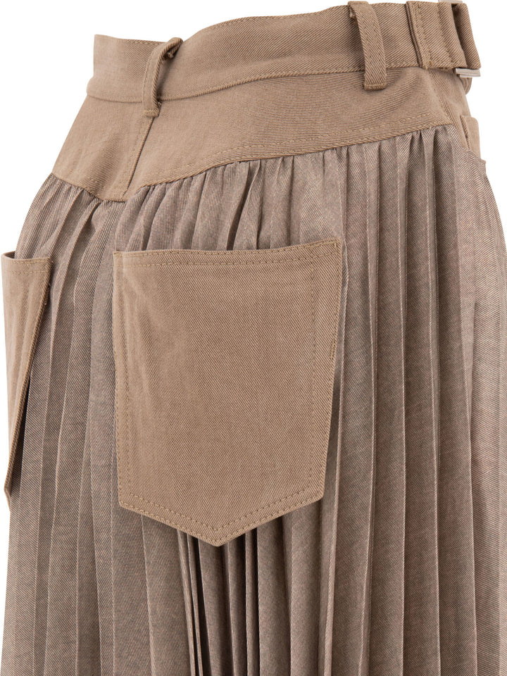 Sacai Pleated Skirt Skirts - Beige | 76dab9cdcecbb7881bb27b2e9eb5a59473d2634a