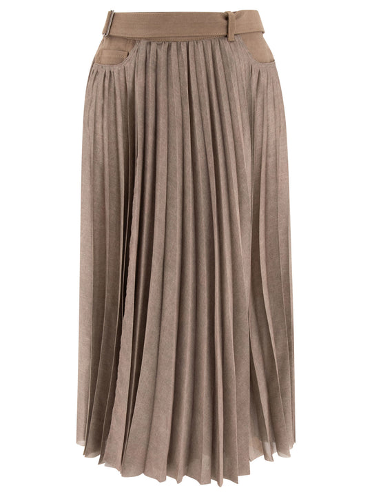 Pleated Skirt Skirts Beige