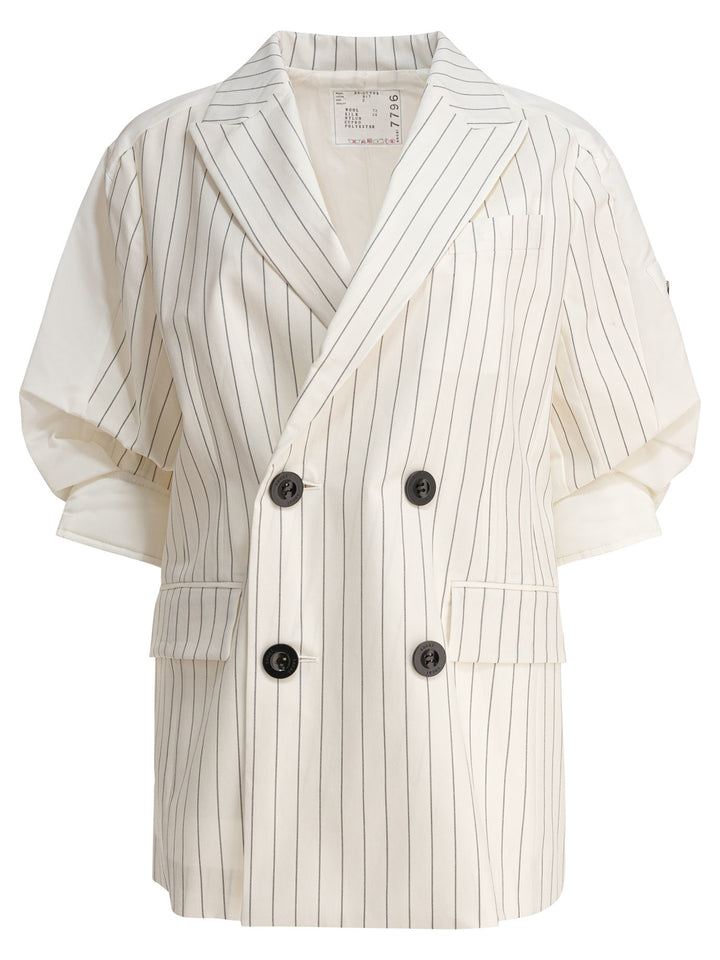 Sacai Balzer Double-Breasted Wool And Silk Jackets and Coats - White | 9d319b74e1afbd02642b958bffb6a5fddf5bba1d