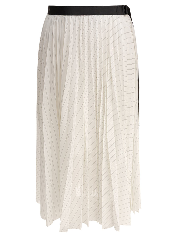 Sacai Pleated Skirt Skirts - White | f95aa56462ed250450312763ce5bd53910ae1961