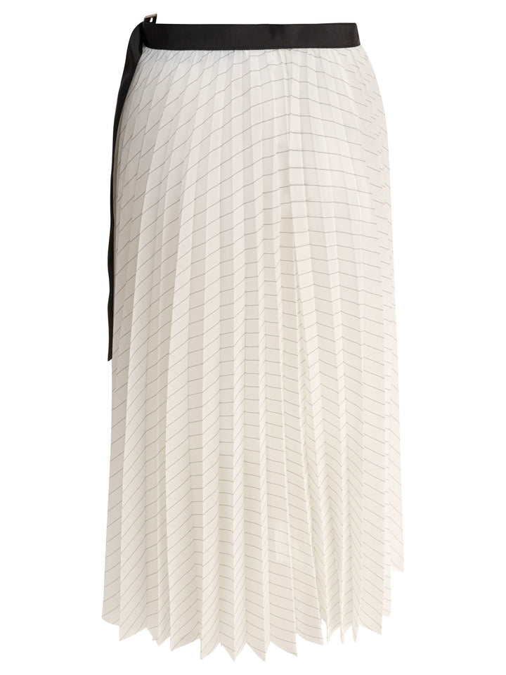 Sacai Pleated Skirt Skirts - White | 41606c07215528b04ba64beab290ea2ed2a2eeda